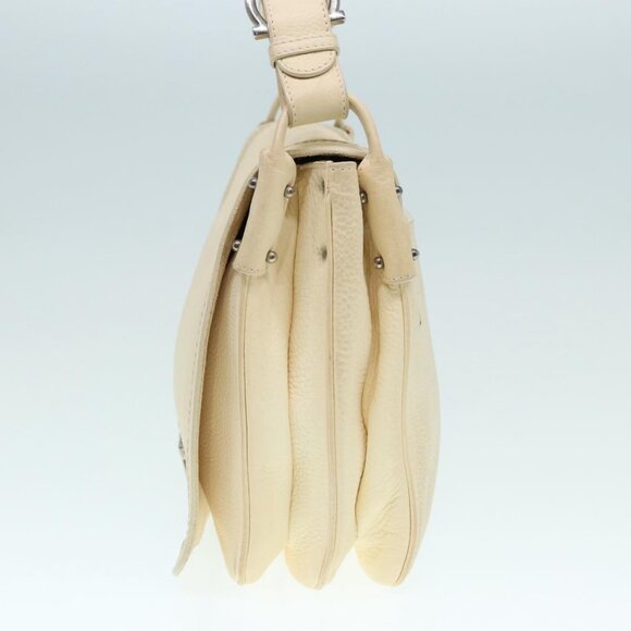 Salvatore Ferragamo Gancini Shoulder Bag Leather White Silver Auth - Picture 5 of 16